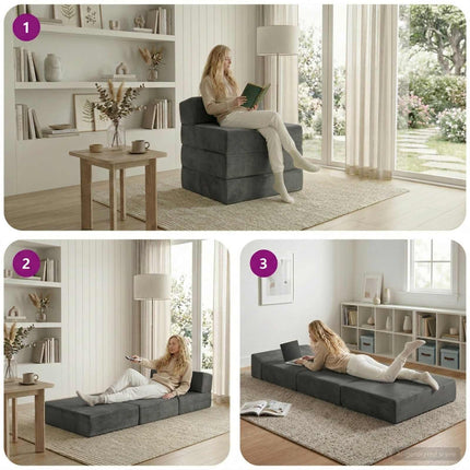 Samlebar Sofa Seng Mørkegrå 200 x 70 x 15 cm Fløjl