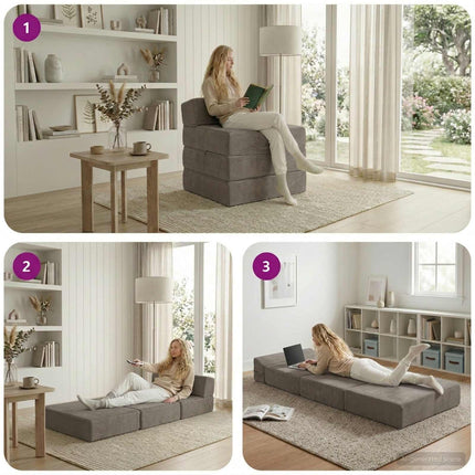 Samlebar Sofa Seng Lysegrå 200 x 70 x 15 cm Velourstof