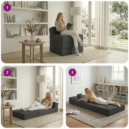Samlebar Sofa Seng Mørkegrå 200 x 70 x 15 cm Velourstof