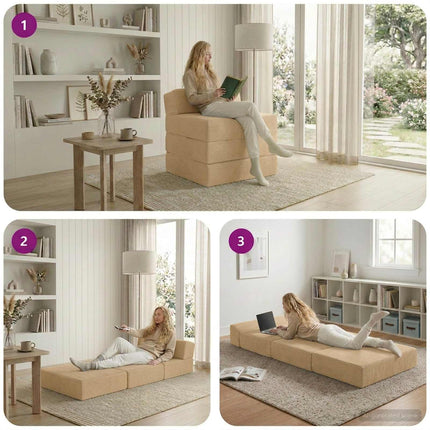 Samlebar Sofa Seng Lys Grøn Grå 200 x 70 x 15 cm Velourstof