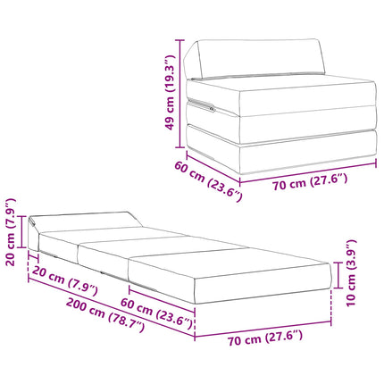 Samlebar Sofa Seng Lysegrå 200 x 70 x 10 cm Stof