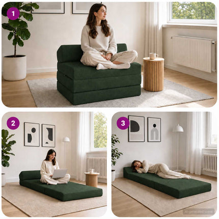 Samlebar Sofa Seng Mørkegrøn 200 x 70 x 10 cm Stof