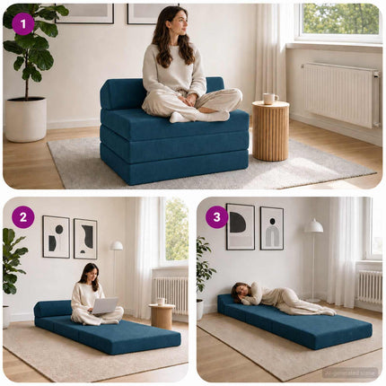 Samlebar Sofa Seng Blå 200 x 70 x 10 cm Fløjl