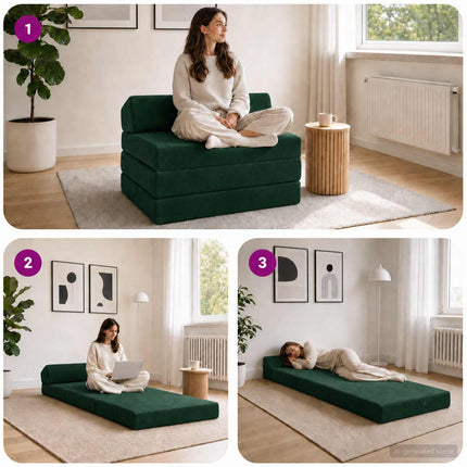 Samlebar Sofa Seng Mørkegrøn 200 x 70 x 10 cm Fløjl
