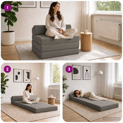 Samlebar Sofa Seng Lysegrå 200 x 70 x 10 cm Velourstof