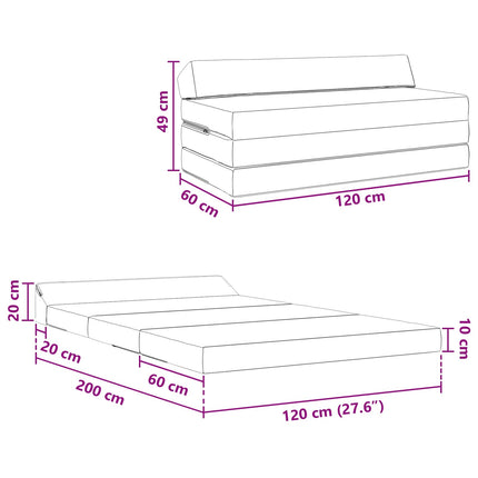 Samlebar Sofa Seng Grøn Grå 120 x 60 x 49 cm Stof