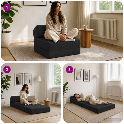 Samlebar Sofa Seng Sort 60 x 70 x 41 cm Stof