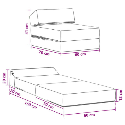 Samlebar Sofa Seng Lysegrå 60 x 70 x 41 cm Stof