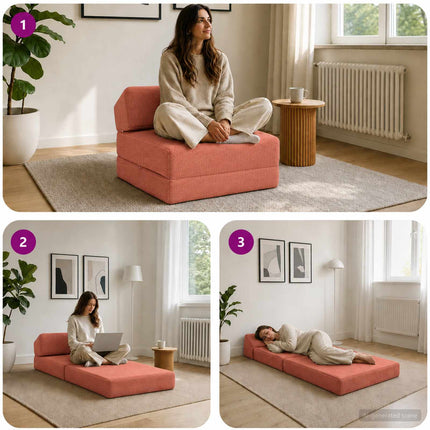 Samlebar Sofa Seng Rød orange 60 x 70 x 41 cm Stof