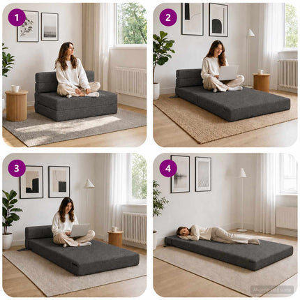 Samlebar Sofa Seng Mørkegrå 100 x 80 x 60 cm Stof