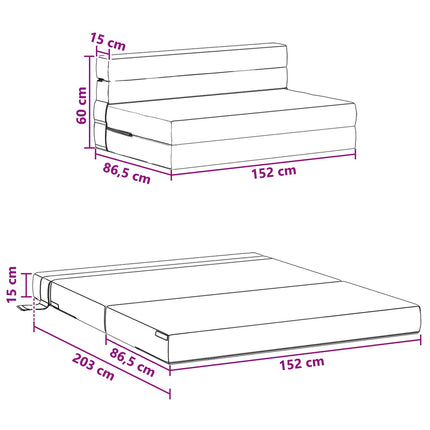 Samlebar Sofa Seng Lysegrå 152 x 86,5 x 60 cm Stof