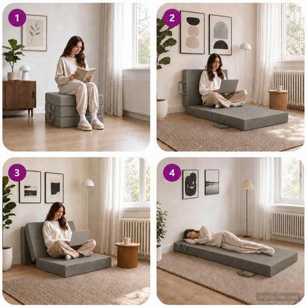 Samlebar Sofa Seng 75 x 63 x 45 cm Lysegrå
