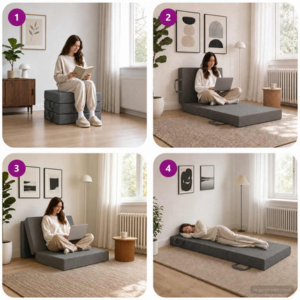 Samlebar Sofa Seng 75 x 67 x 45 cm Lysegrå