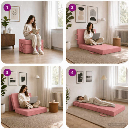 Samlebar Sofa Seng 75 x 67 x 45 cm Lyserød