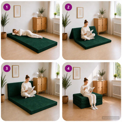 Samlebar Sofa Seng 80 x 67 x 45 cm Mørkegrøn