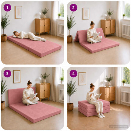 Samlebar Sofa Seng 90 x 67 x 45 cm Lyserød