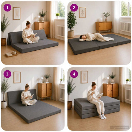 Samlebar Sofa Seng 120 x 67 x 45 cm Lysegrå