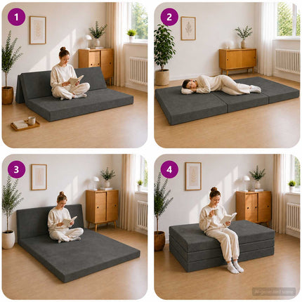 Samlebar Sofa Seng 140 x 67 x 45 cm Mørkegrå