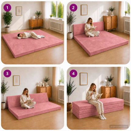 Samlebar Sofa Seng 180 x 67 x 45 cm Lyserød