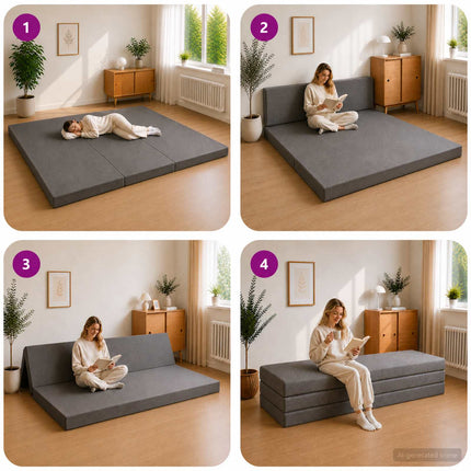 Samlebar Sofa Seng 200 x 67 x 45 cm Lysegrå