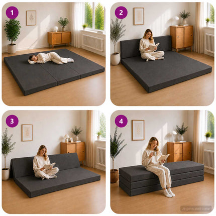 Samlebar Sofa Seng 200 x 67 x 45 cm Mørkegrå