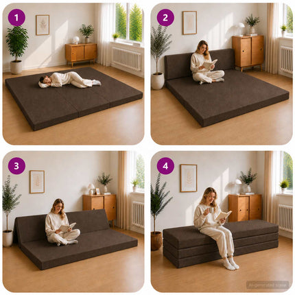 Samlebar Sofa Seng 200 x 67 x 45 cm Gråbrun