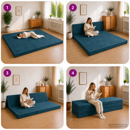 Samlebar Sofa Seng 200 x 67 x 45 cm Blå