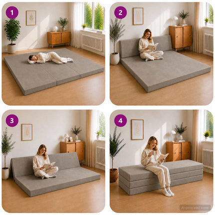 Samlebar Sofa Seng 200 x 67 x 45 cm Lysegrå