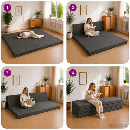 Samlebar Sofa Seng 200 x 67 x 45 cm Mørkegrå