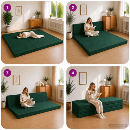 Samlebar Sofa Seng 200 x 67 x 45 cm Mørkegrøn