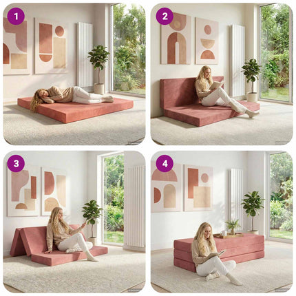 Samlebar Sofa Seng 200 x 67 x 45 cm Lyserød