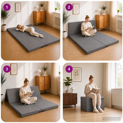 Samlebar Sofa Seng 140 x 67 x 15 cm Lysegrå