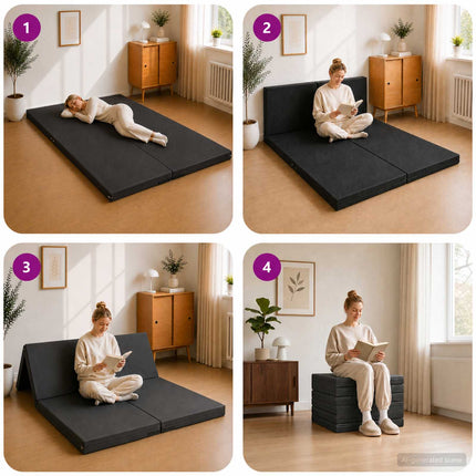 Samlebar Sofa Seng 140 x 67 x 15 cm Mørkegrå