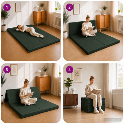 Samlebar Sofa Seng 140 x 67 x 15 cm Mørkegrøn