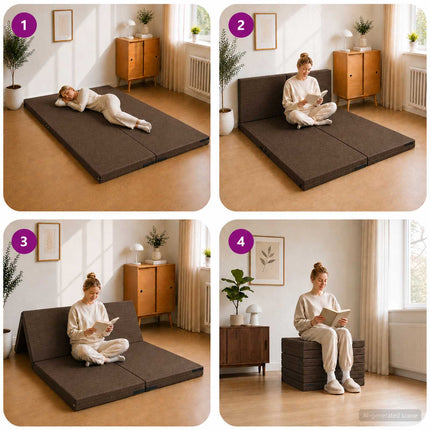 Samlebar Sofa Seng 140 x 67 x 15 cm Gråbrun