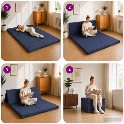 Samlebar Sofa Seng 140 x 67 x 15 cm Blå