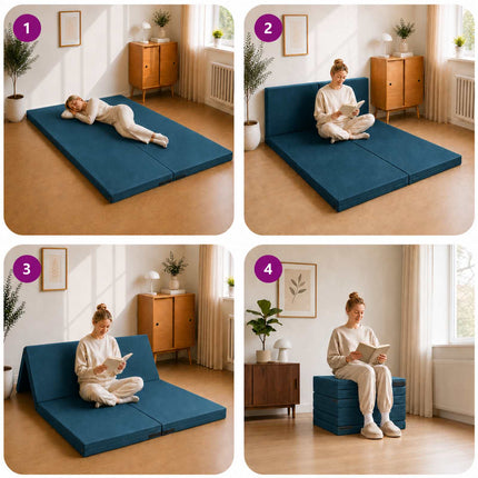 Samlebar Sofa Seng 140 x 67 x 15 cm Blå