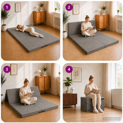 Samlebar Sofa Seng 140 x 67 x 15 cm Lysegrå