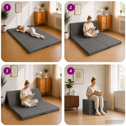 Samlebar Sofa Seng 140 x 67 x 15 cm Mørkegrå
