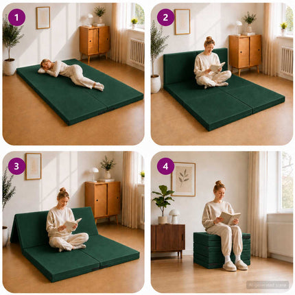 Samlebar Sofa Seng 140 x 67 x 15 cm Mørkegrøn