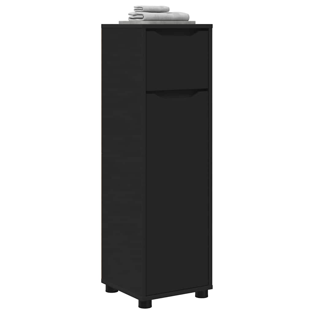 Badeværelsesskab Sort 30,5 x 30 x 101 cm Konstrueret træ