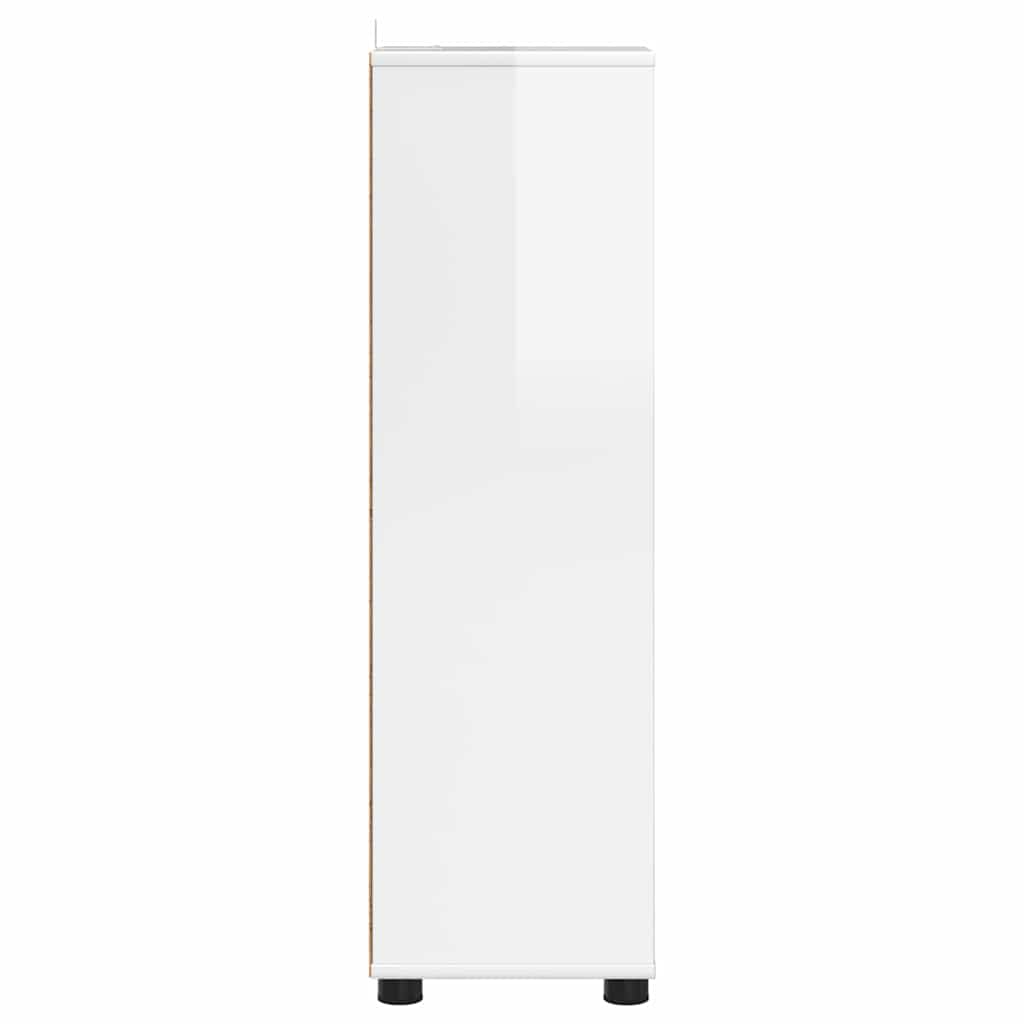 Badeværelsesskab med skuffe Høj gloss hvid 30,5 x 30 x 101 cm