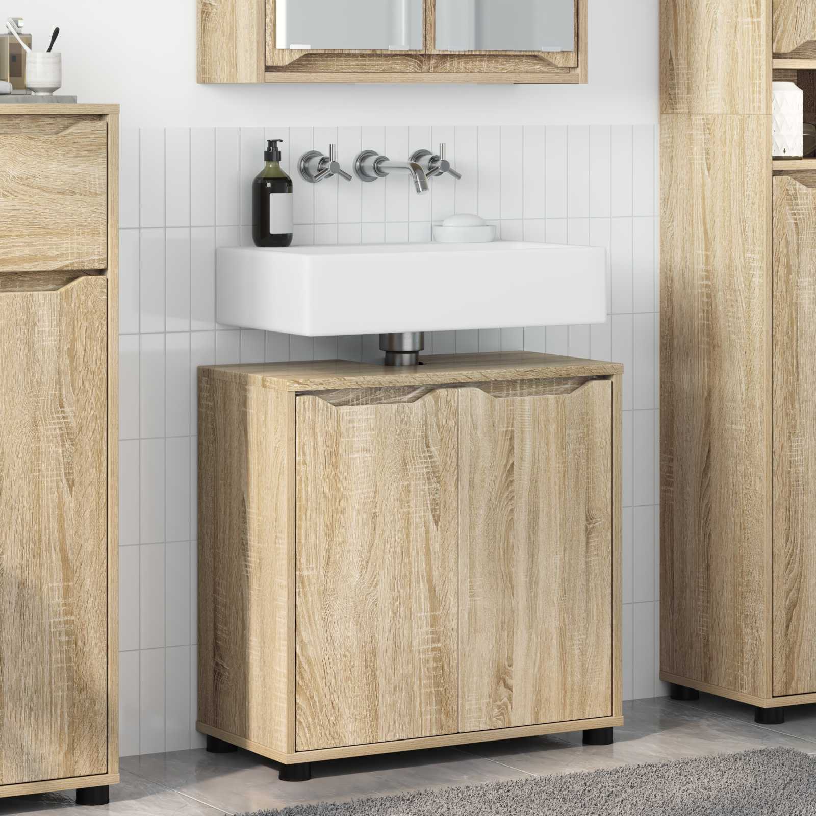 Badeværelsesvaskeskab i Sonoma eg - 60 × 30 × 60 cm, konstrueret træ