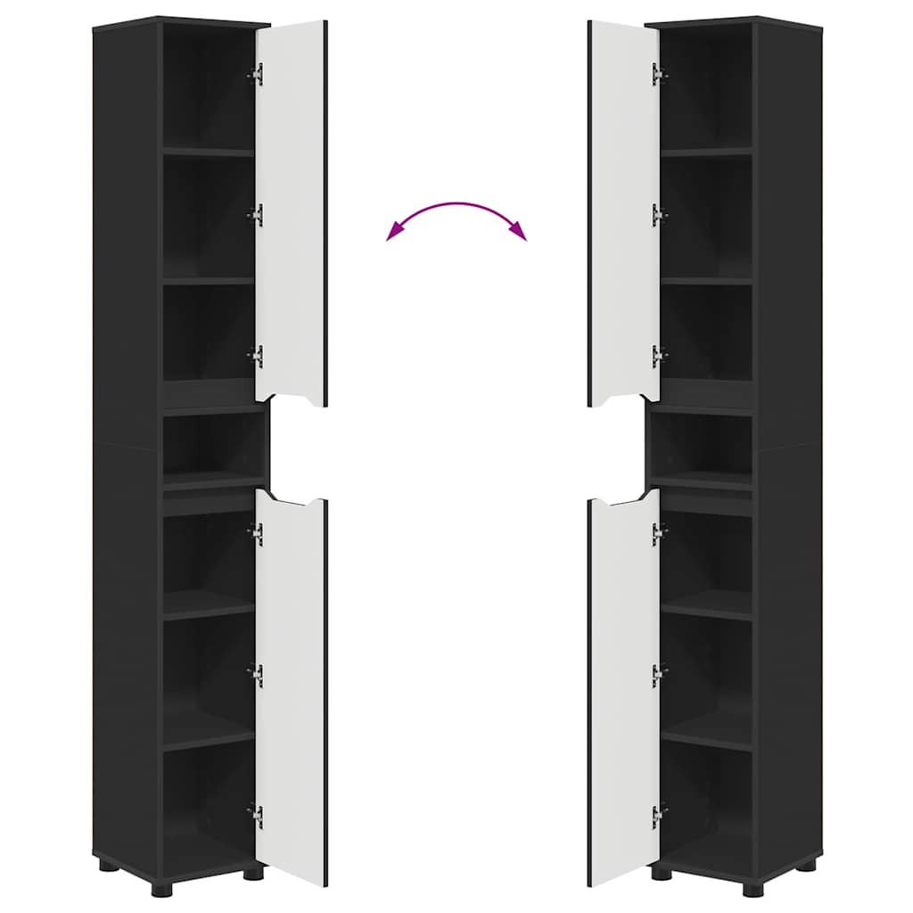Badeværelsesskab Sort 30,5 x 30 x 195 cm Konstrueret træ
