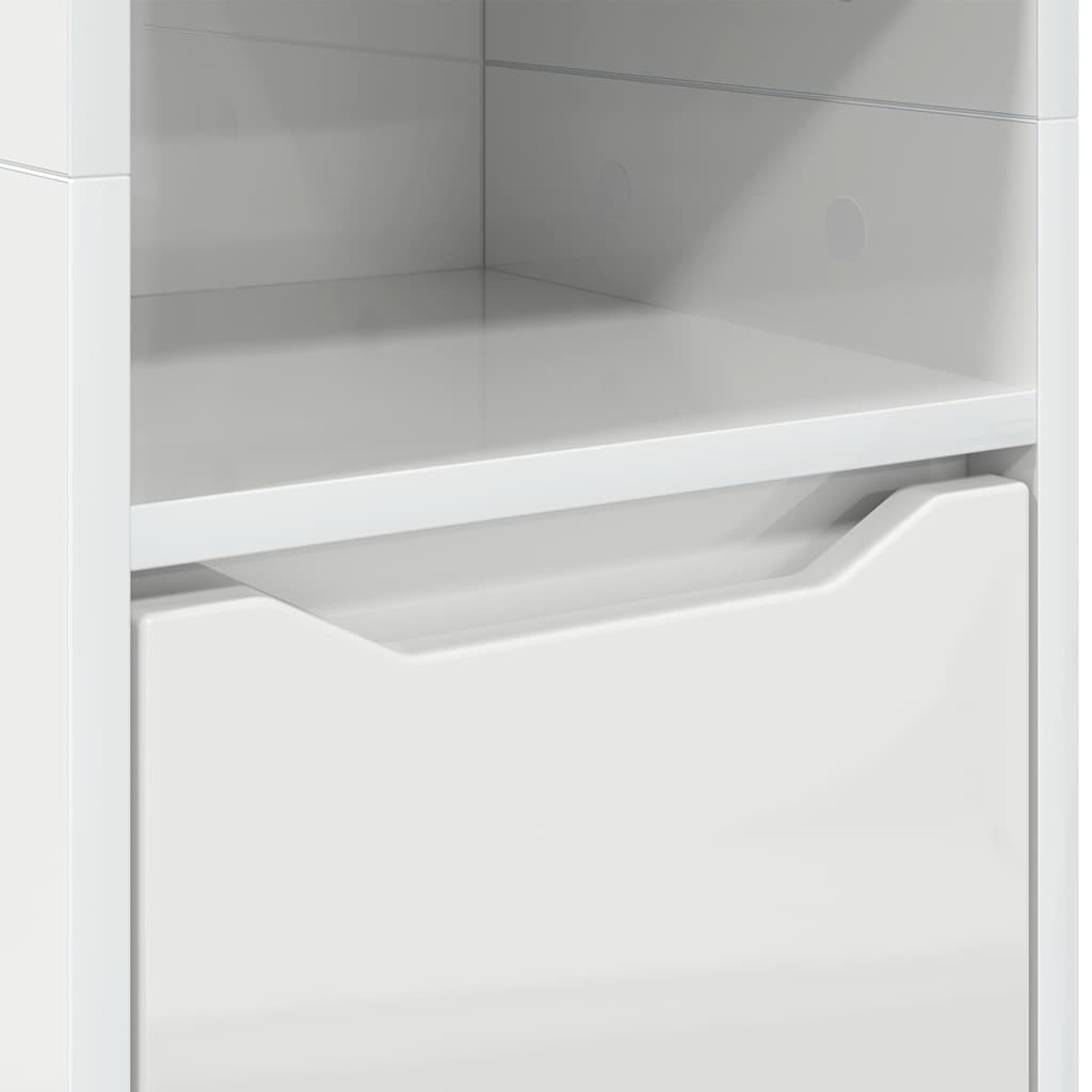 Badeværelsesskab med hylde Høj gloss hvid 30,5 x 30 x 195 cm