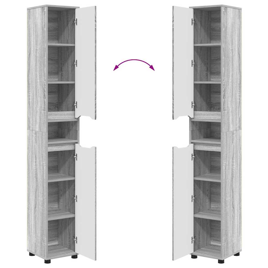 Badeværelsesskab Grå Sonoma 30,5 x 30 x 195 cm Konstrueret træ