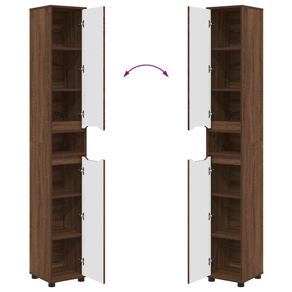 Badeværelsesskab Brun eg 30,5 x 30 x 195 cm Konstrueret træ