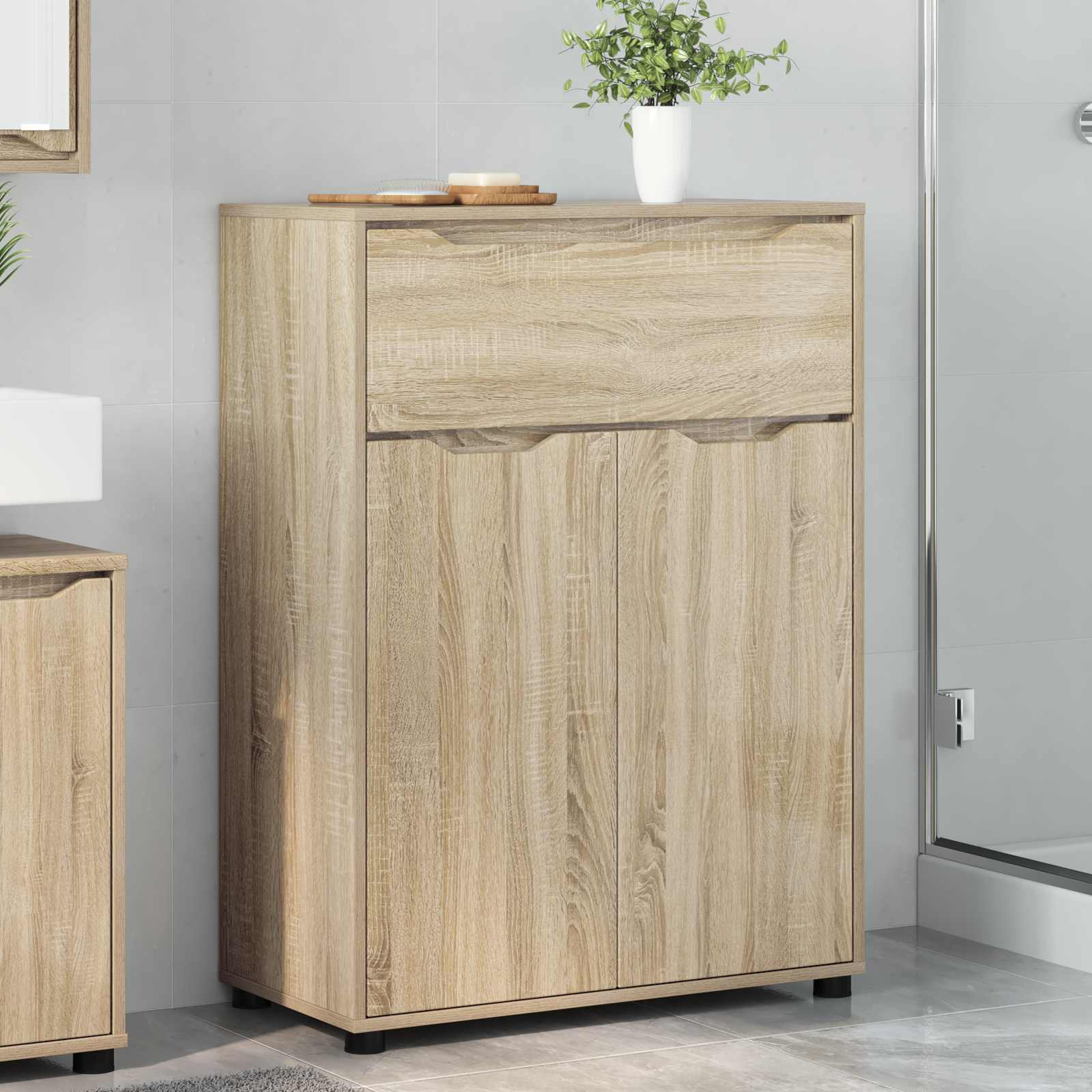 Badeværelsesskab i sonoma eg - 72,5 × 36,5 × 100 cm, konstrueret træ