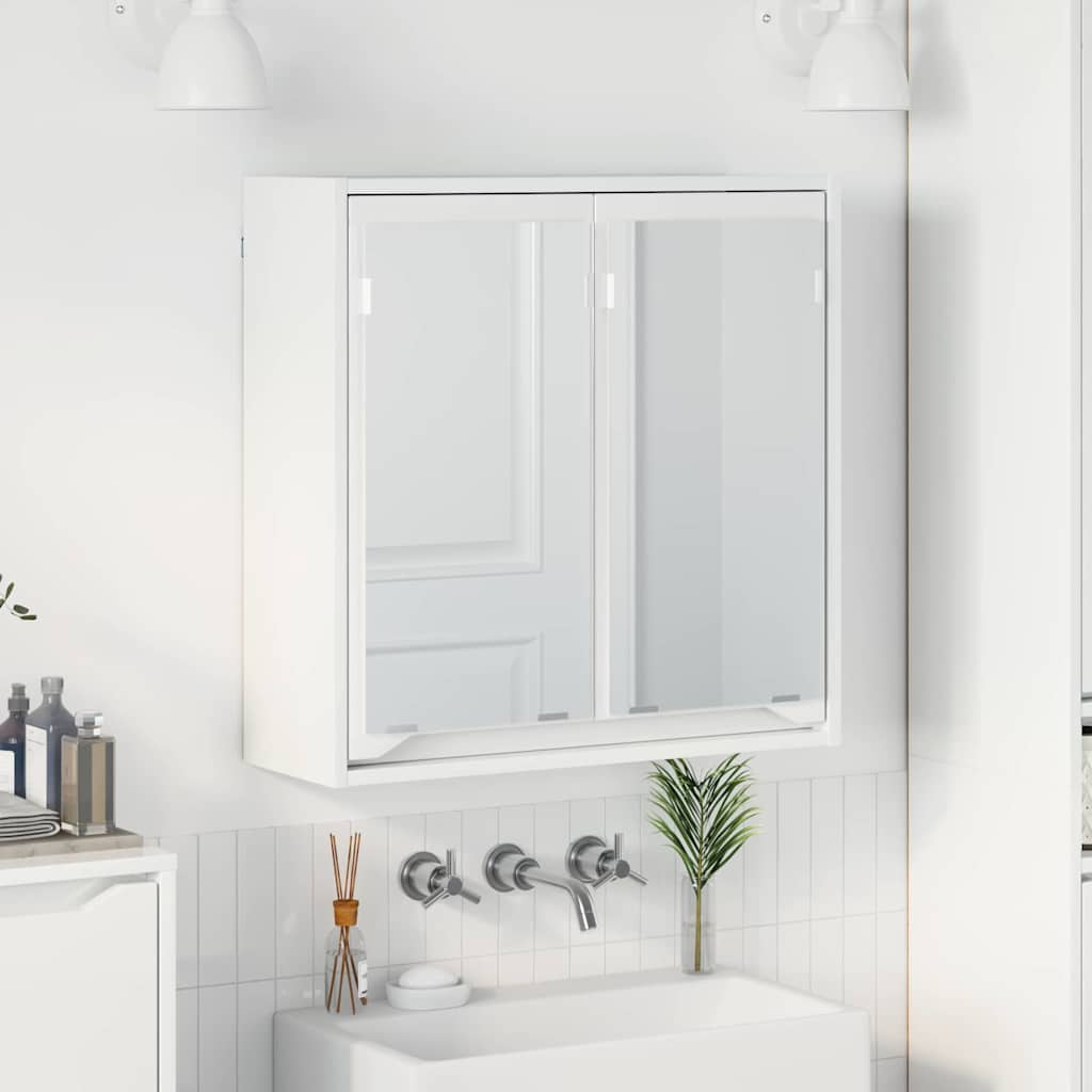 Badeværelsesspejlskab med hylde Høj gloss hvid 60 x 20 x 60 cm billede