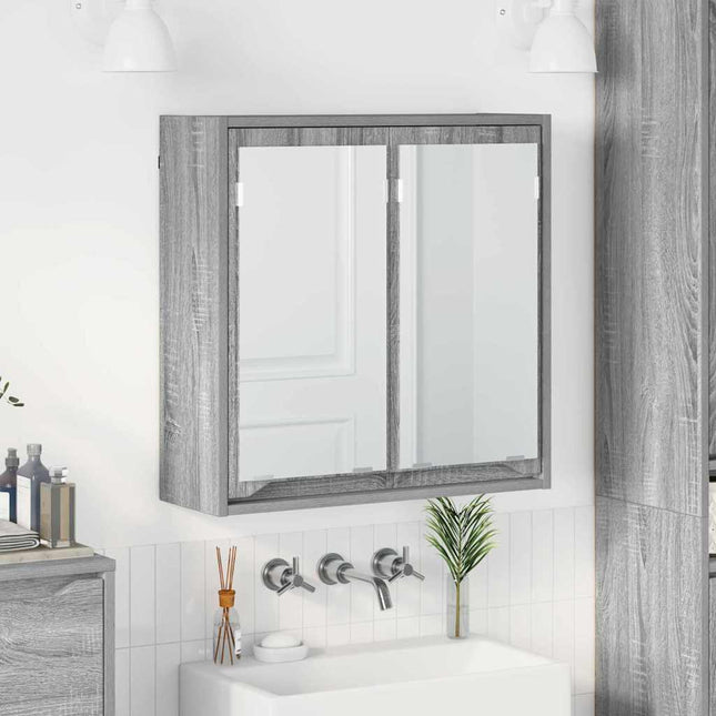 Badeværelsesspejlskab med hylde Grå Sonoma 60 x 20 x 60 cm